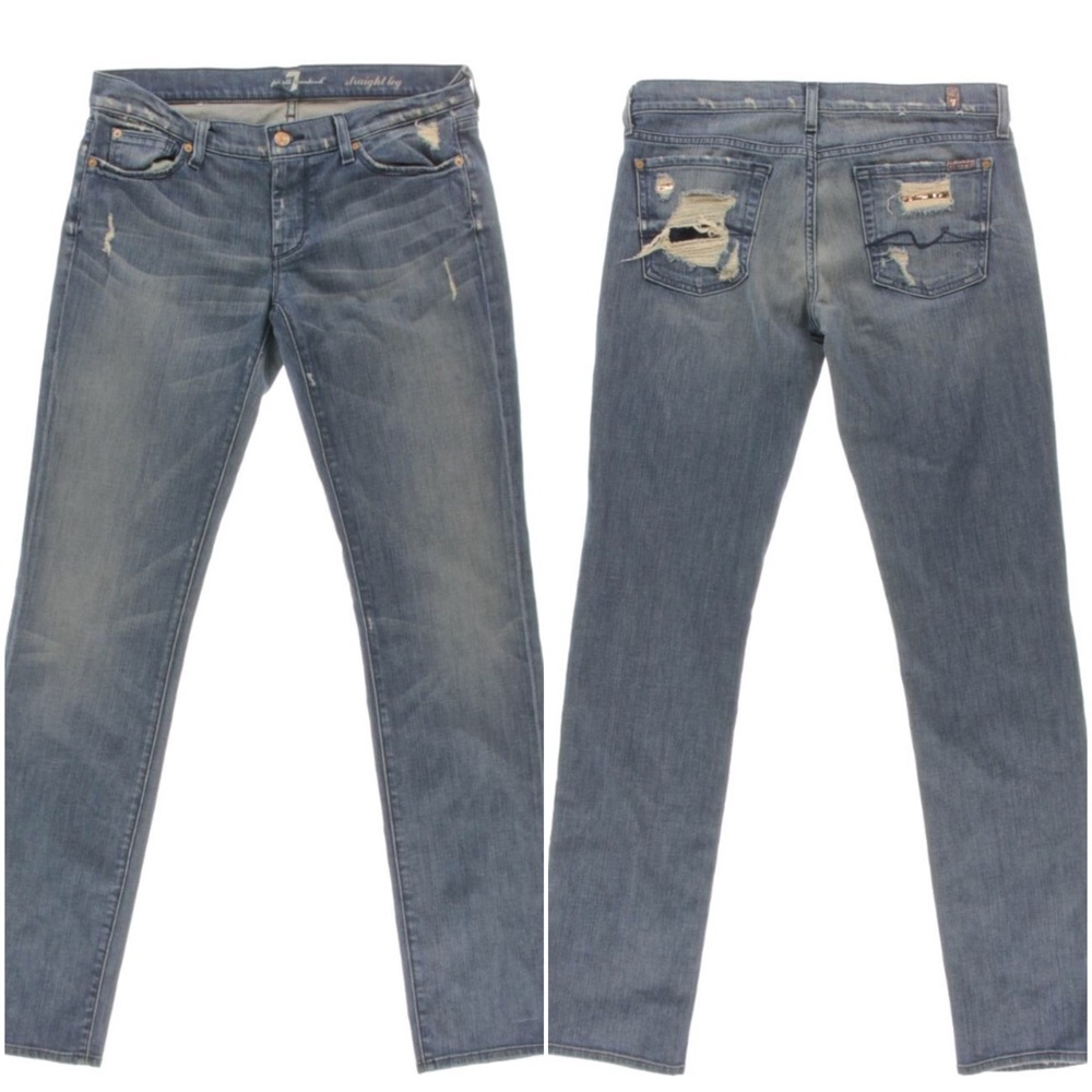 🔥NEW 7 for all Mankind Sequined distressed jeans