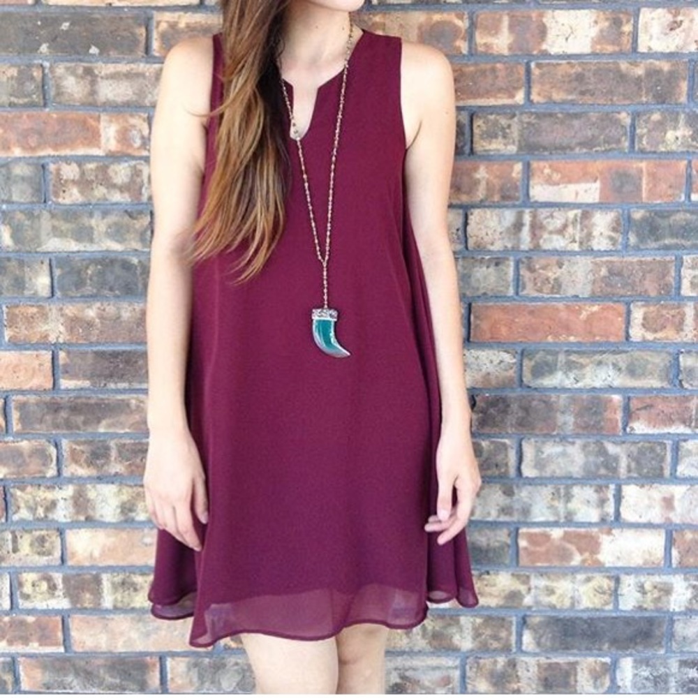 Maroon Chiffon tank dress