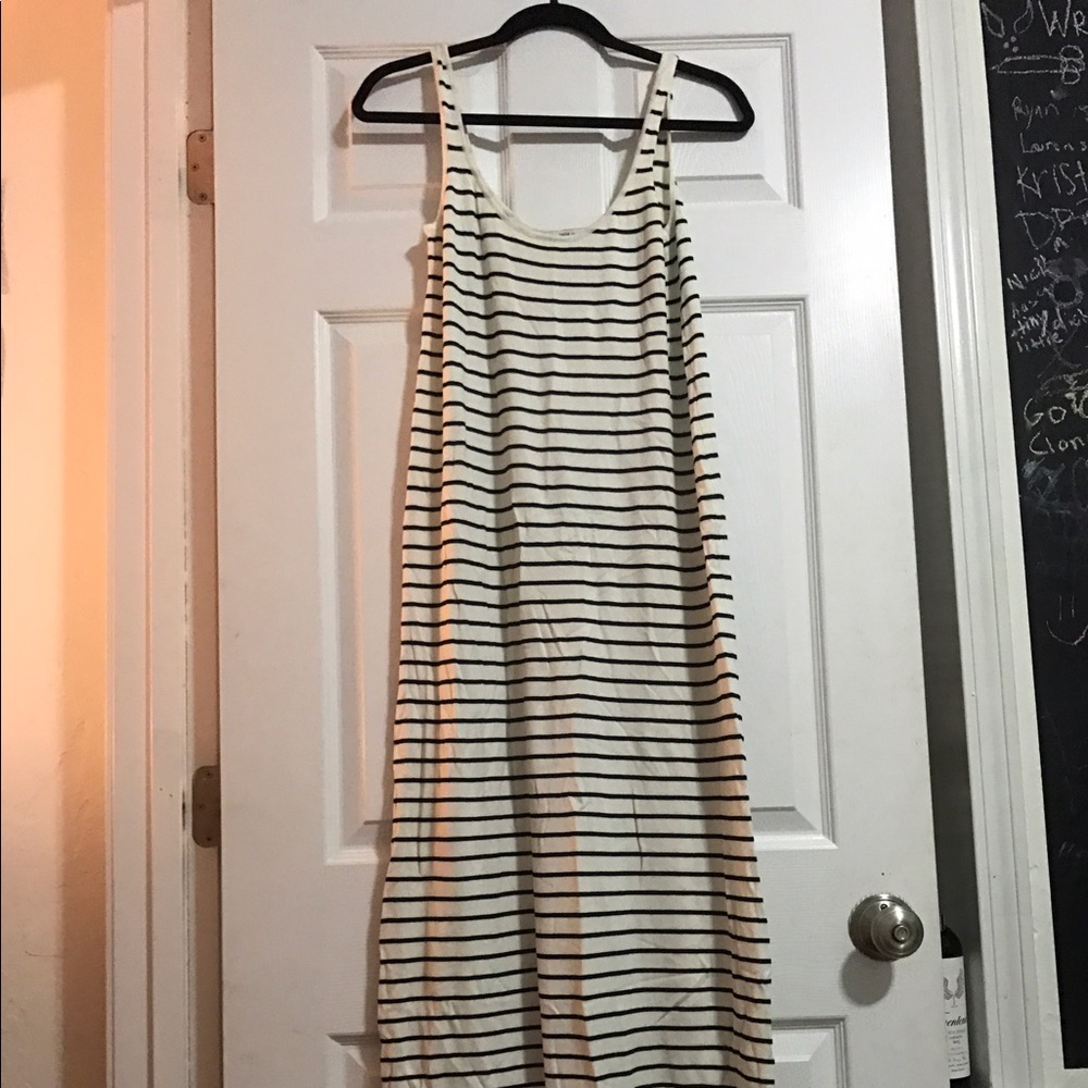 Zara Black and White Striped Knit Maxidress NEW