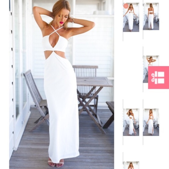 white cut out maxi dress