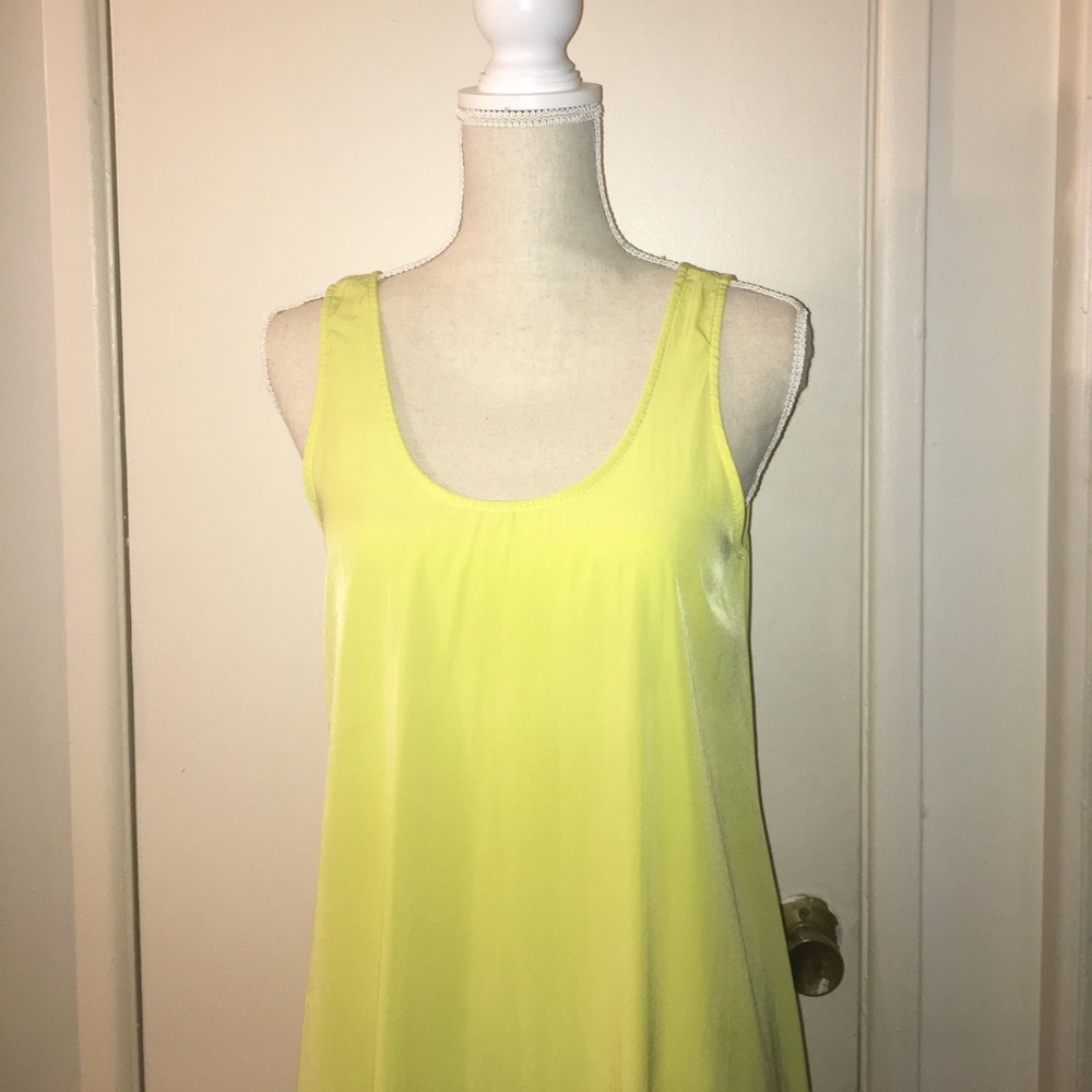 High Low Lime Yellow Summer Dress Small