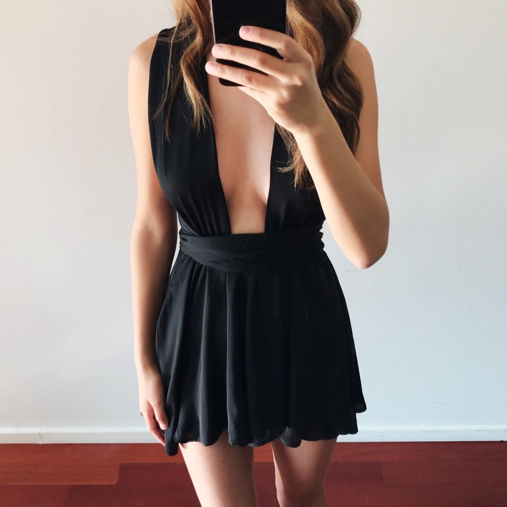 1 Left in L:Plunging Halter/CrissCross Back Romper