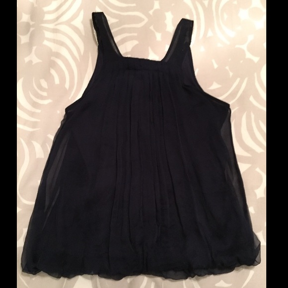 Navy chiffon-like Blouse with silver/pearl top - Picture 5 of 6