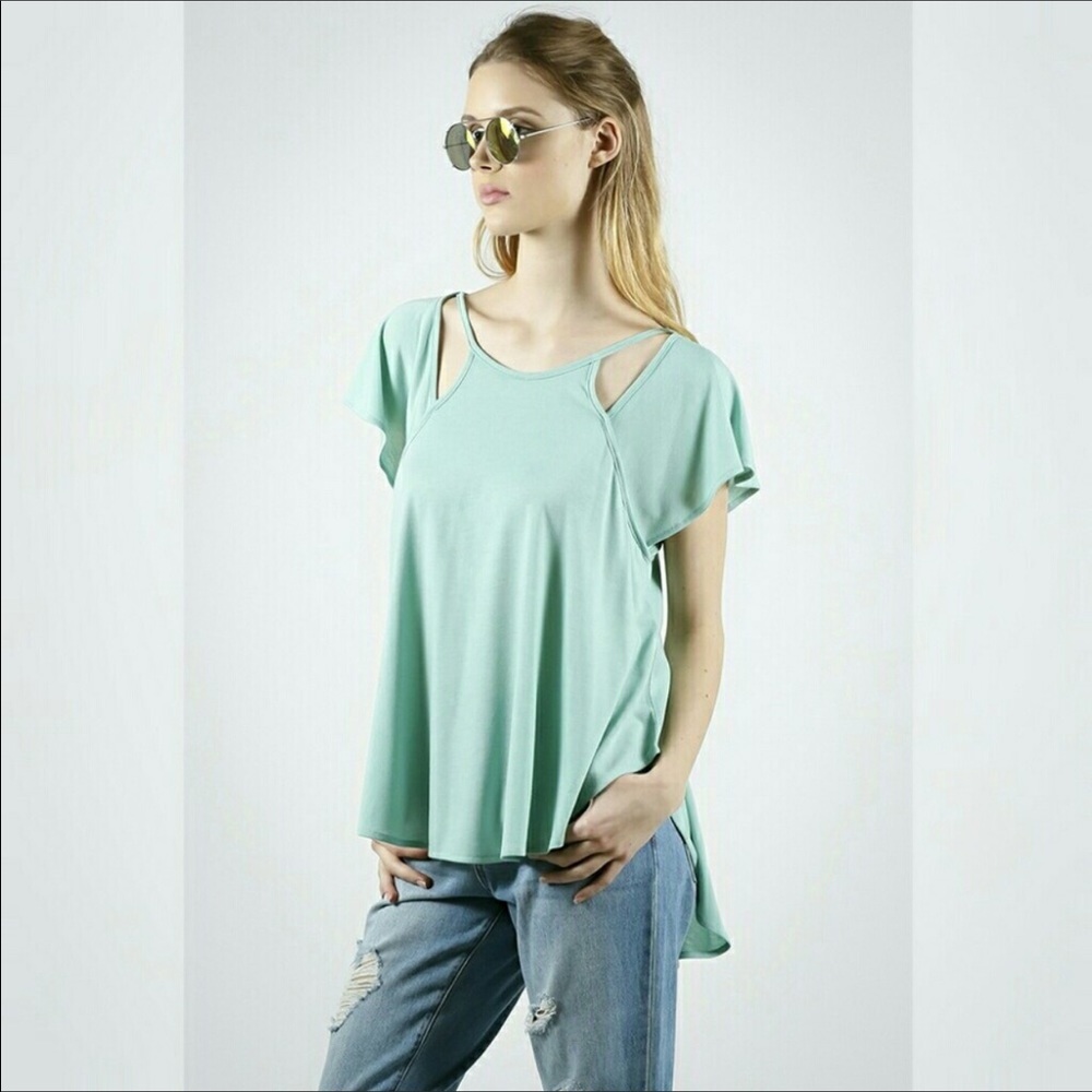 Mint Cutout Hi-Lo Tee