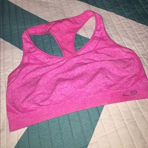 Bright pink sports bra