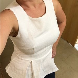 White textured peplum top