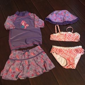UV Skinz rash guard/skirt/hat and bikini bundle