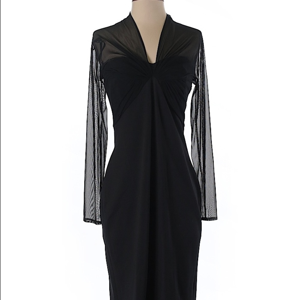 NWOT $338 Tadashi Shoji Black Mesh Sheath Sz S