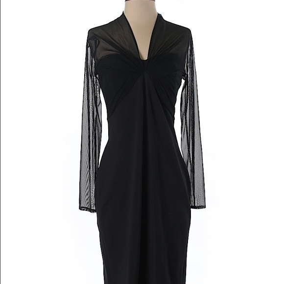 NWOT $338 Tadashi Shoji Black Mesh Sheath Sz S - Picture 1 of 2