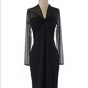 NWOT $338 Tadashi Shoji Black Mesh Sheath Sz S