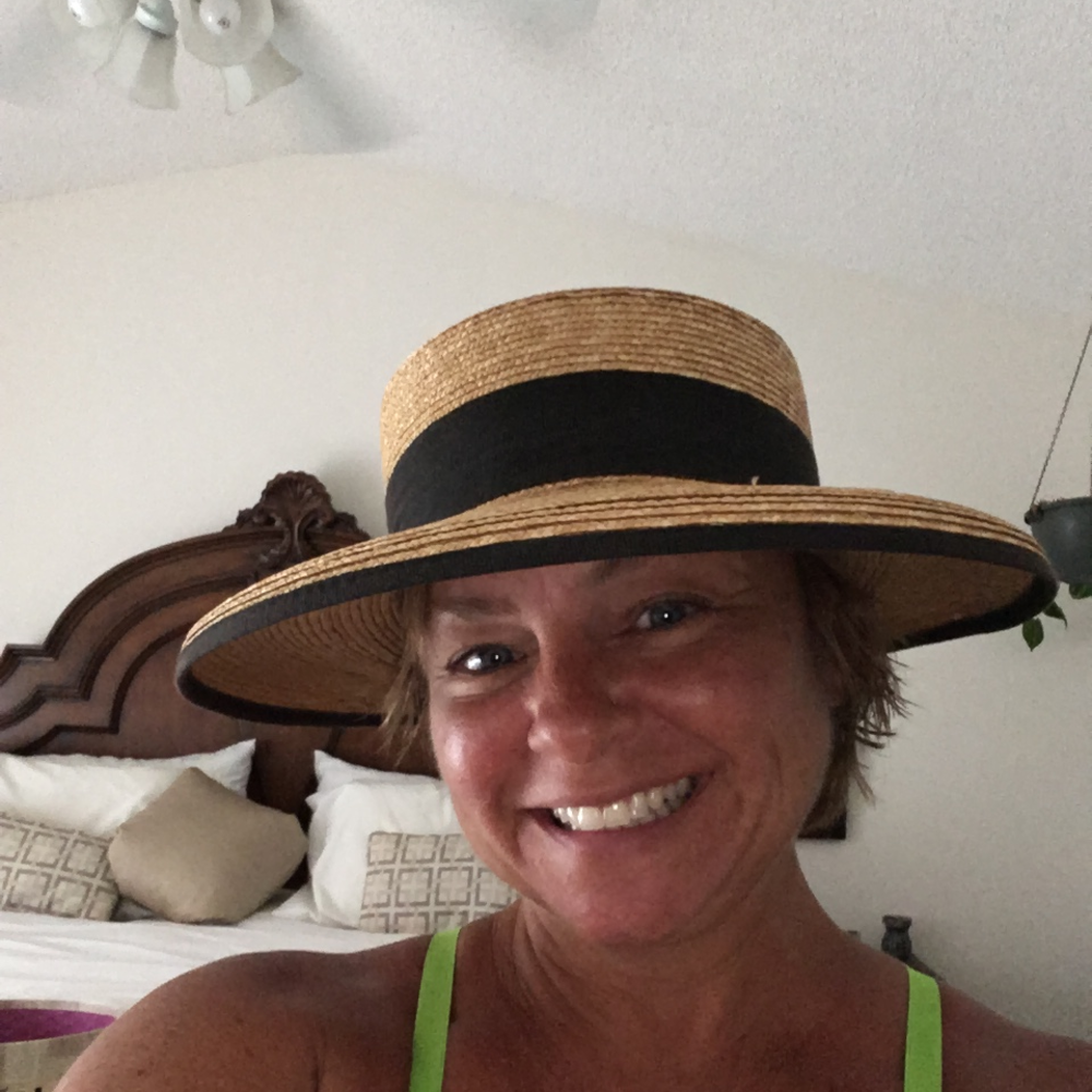 Italian Straw Hat with black piping and band