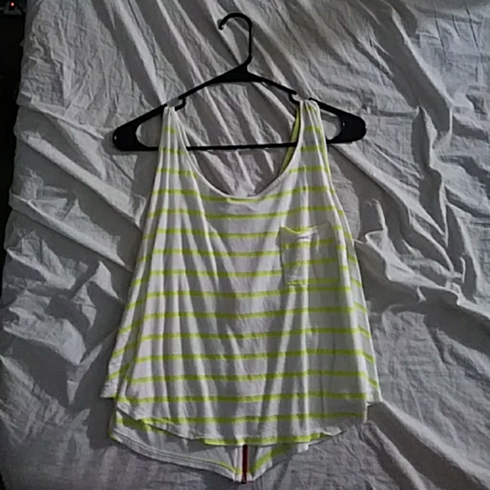 Yellow & white striped tank top