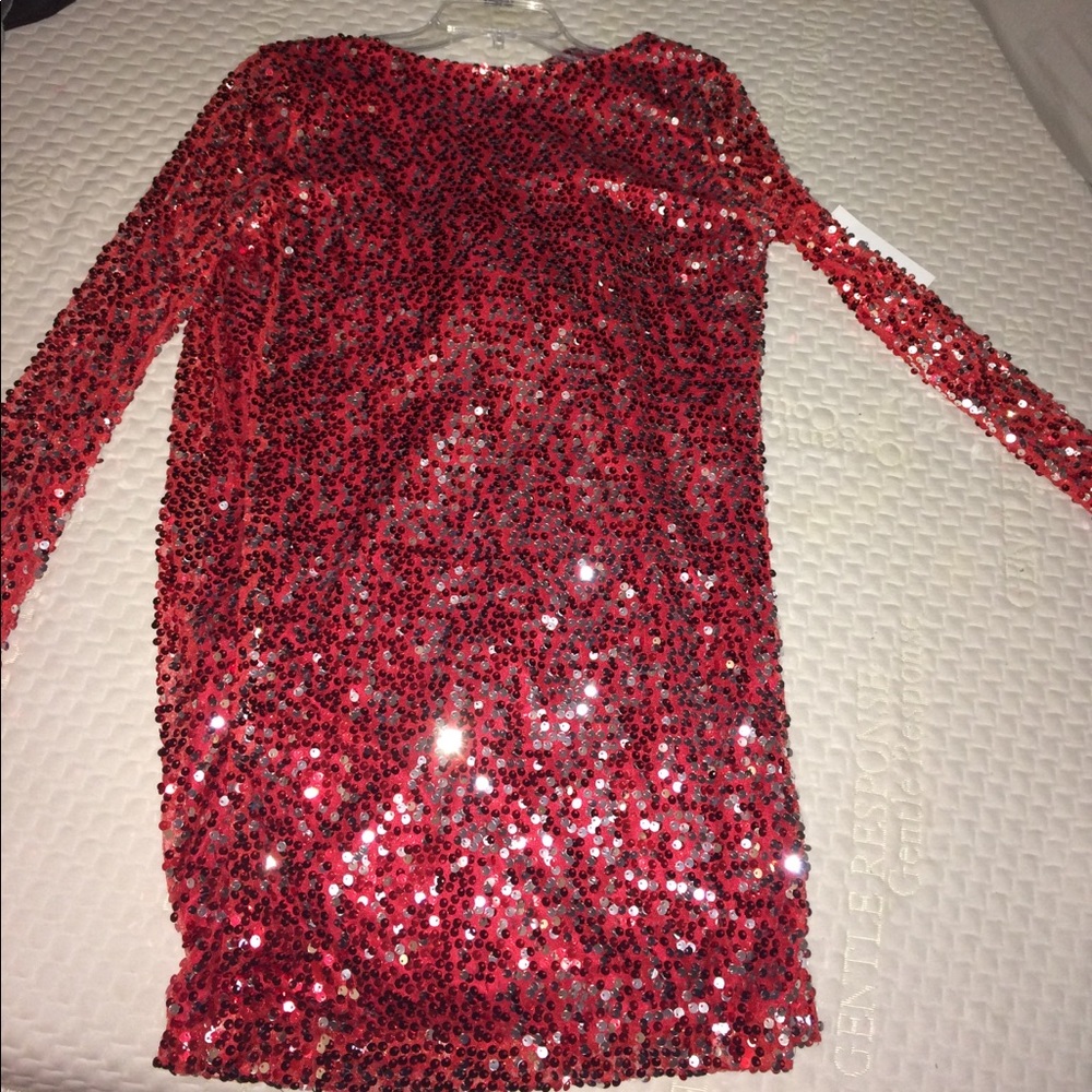 Red sequins dress