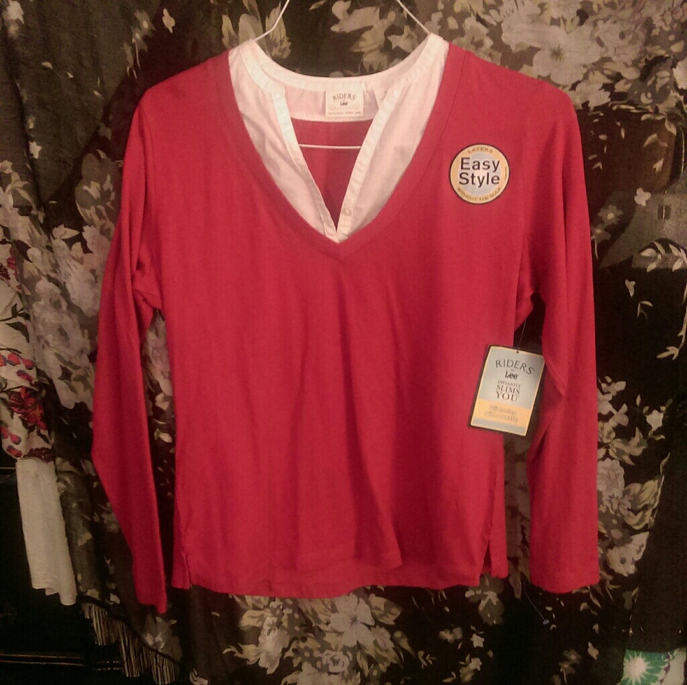 L/s Riders by Lee slimming knit office wear sz M