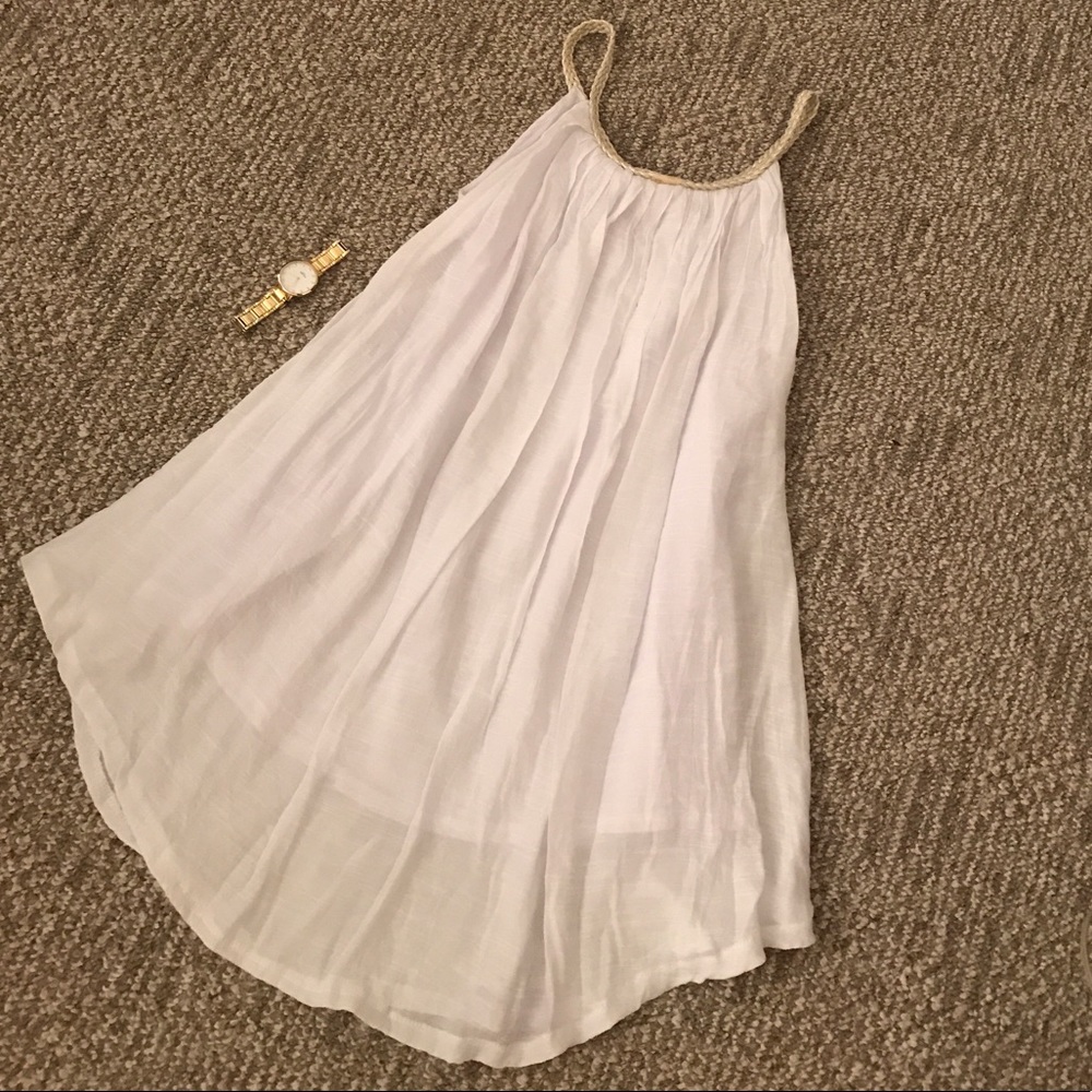 White and Gold Flowy Dress