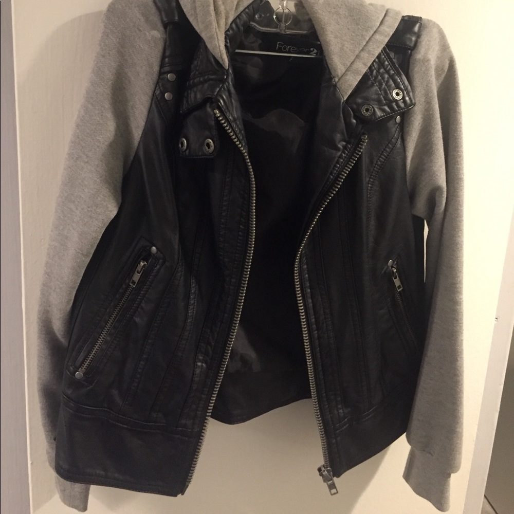 Women's leather and sweater jacket