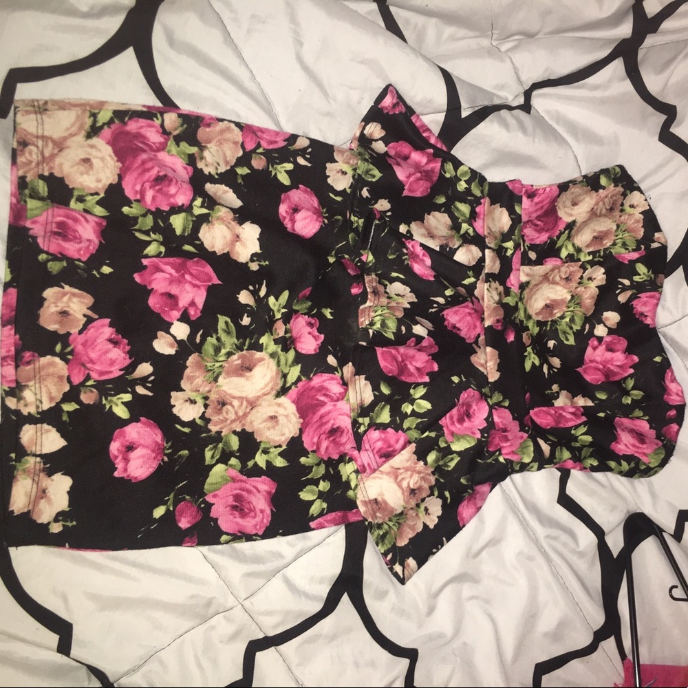 Floral strapless dress