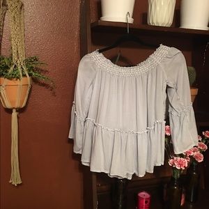 American Eagle off the shoulder striped shirt