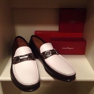 Men's size 10.5 Salvatore Ferragamo. White/Brown