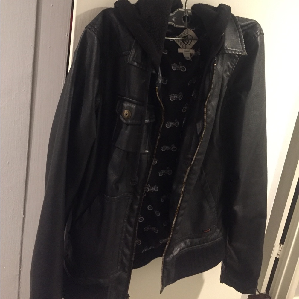 Women's Volcom black leather jacket