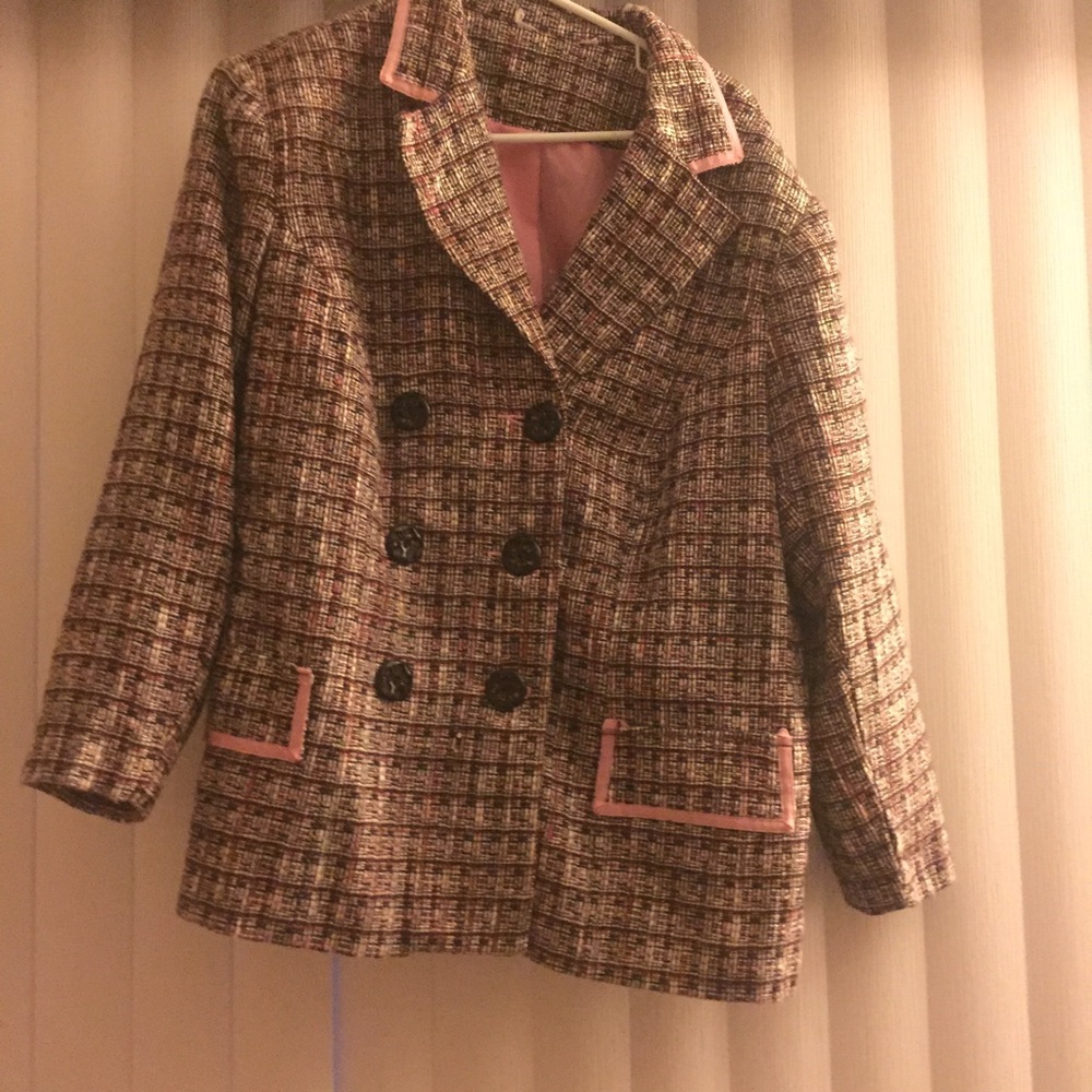 VINTAGE Pink Tartan Plaid Coat
