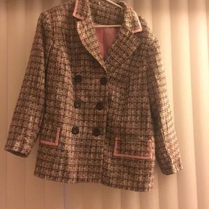 VINTAGE Pink Tartan Plaid Coat