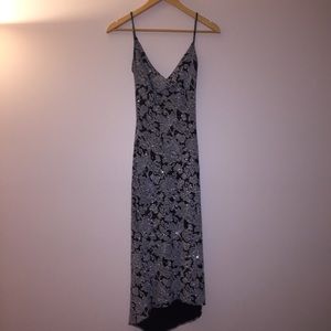 Backless Black and Silver Floral Bodycon