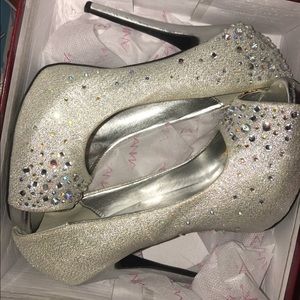 Silver glittery heels