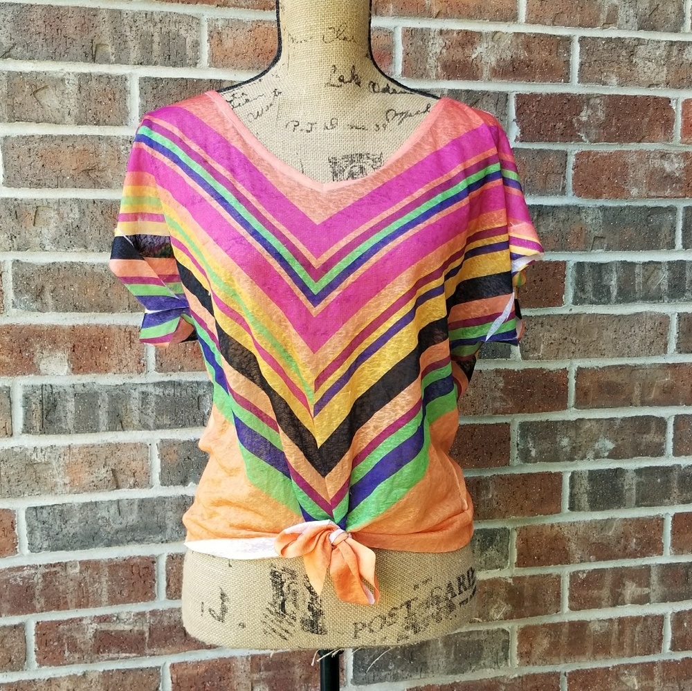 Sheer Rainbow Chevron Blouse