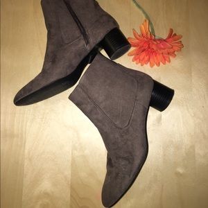Zara booties with a little block black heel.