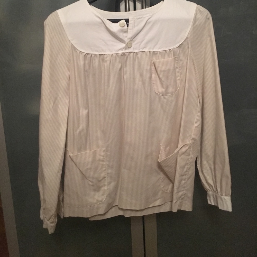 👋SOLD👋 A.P.C Striped Pocket Yoke Blouse