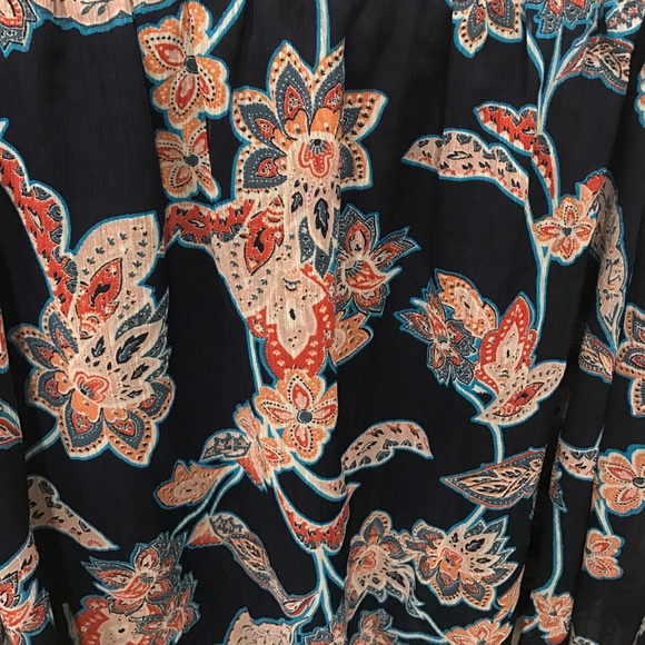 Off Shoulder Navy Floral Top - Picture 2 of 4