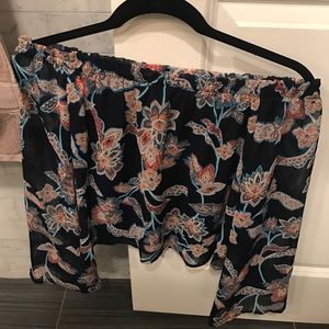 Off Shoulder Navy Floral Top