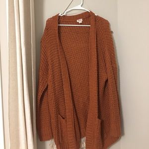 burnt orange chunky cardigan