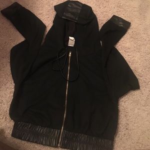 Leather and mesh cop top jacket