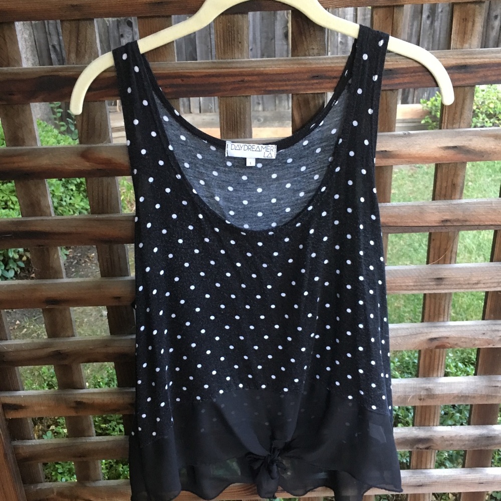 Daydreamer LA polka dot tie front top