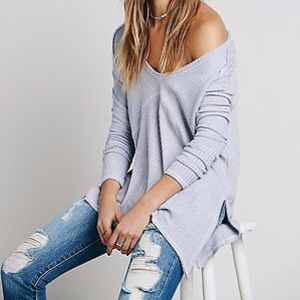 Free People Blue "Ventura" Long Sleeve Thermal