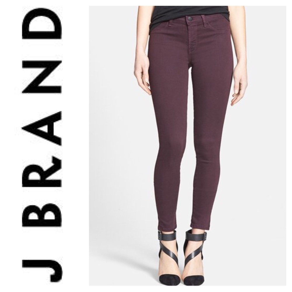 J Brand Super Skinny Denim Jeans Sz 26 Dark Plum