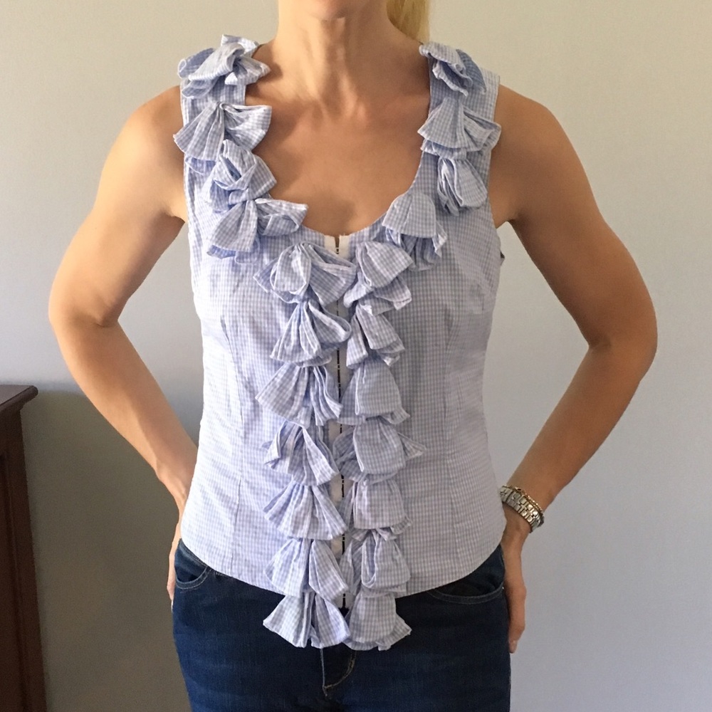 Anne Fontaine gingham sleeveless blouse, perf cond