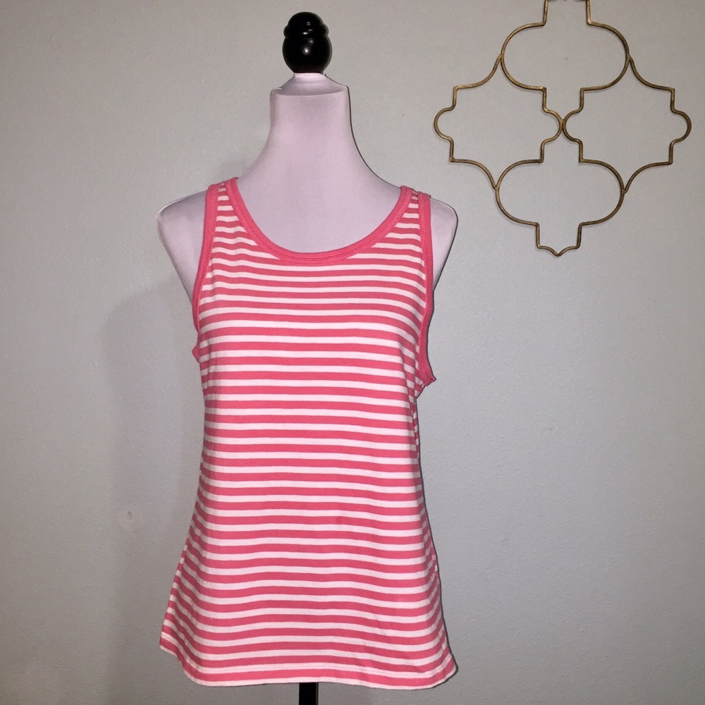 J. Crew coral & white stripe tank top