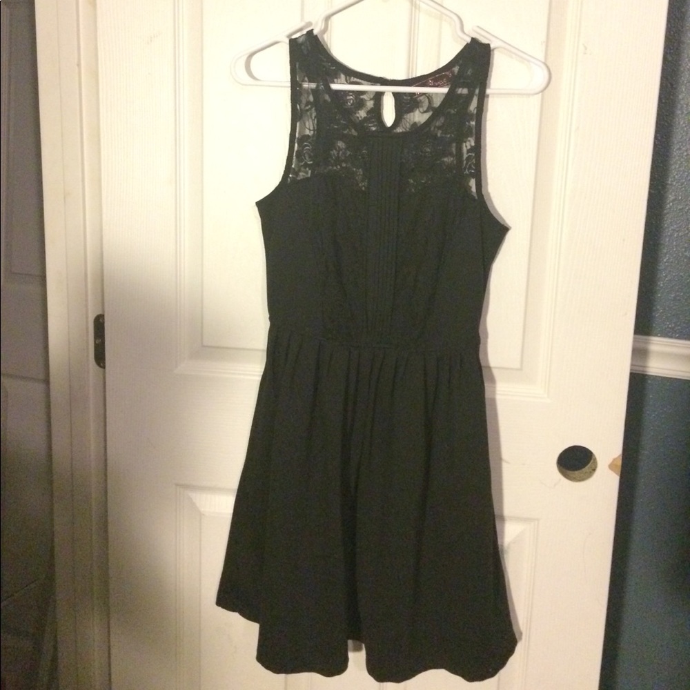 Mid thigh length black dress