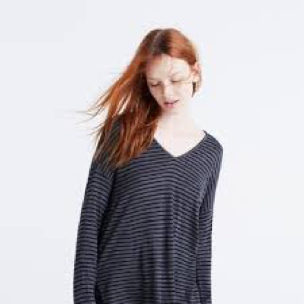 Madewell Anthem Striped Black and Charcoal Top