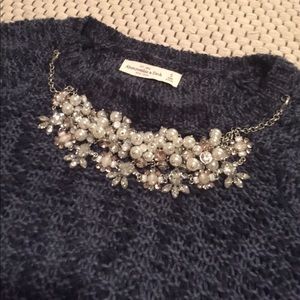 AF Sweater w/ detachable Pearl & Crystal necklace