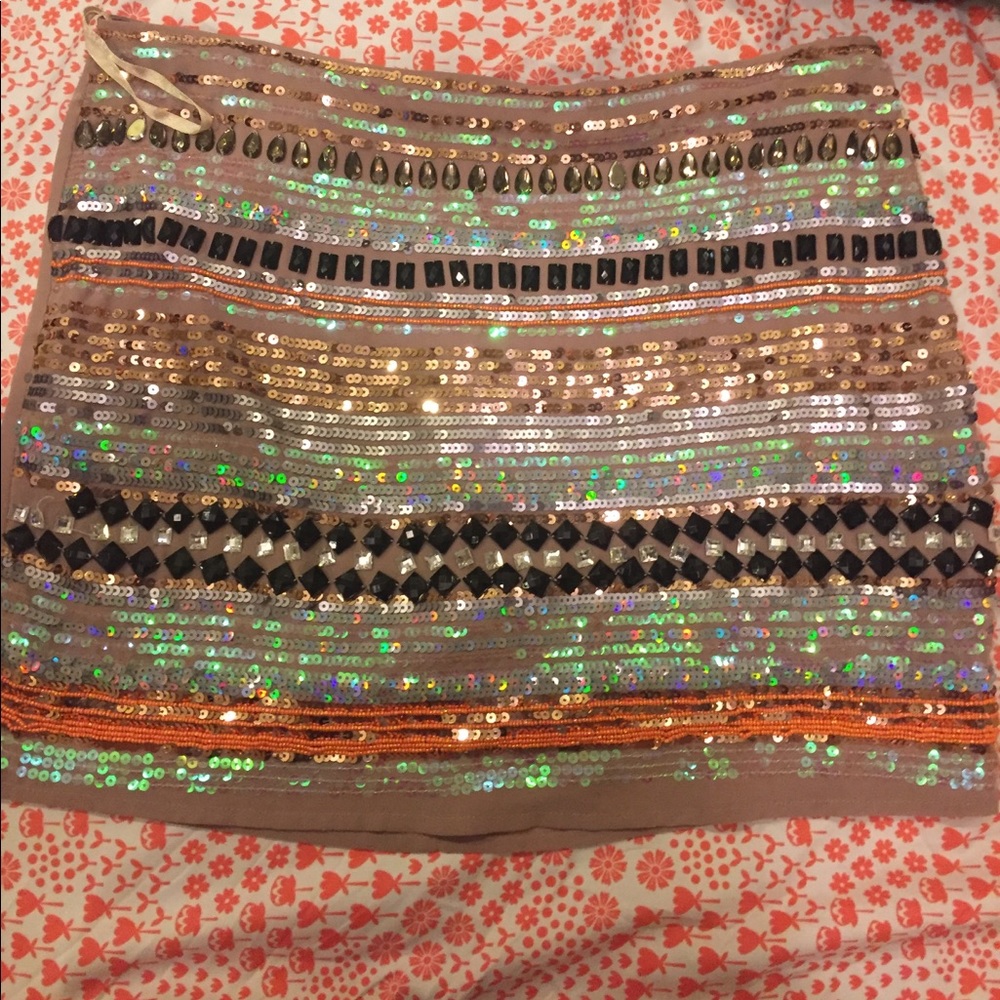 Sequin and Rhinestone Mini Skirt