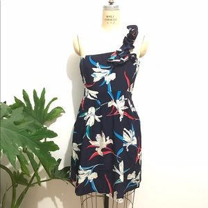 Vintage Yumi Kim silk shoulder ruffle floral dress