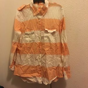 Button down orange striped shirt