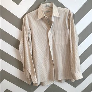 Christian Dior 34/35 Tan and White Dress Shirt