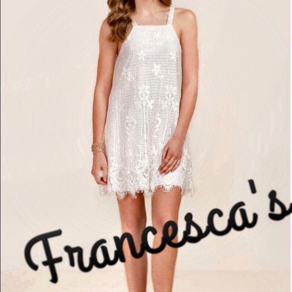 🌸Francesca's Toni Floral Lace Net Shift Dress- M