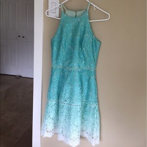 Adeline Rae Seafoam Dip dye lace dress