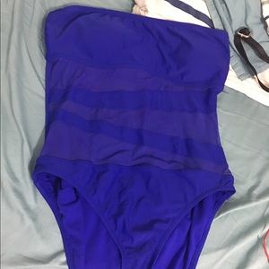 Blue Mesh One Piece Swimsuit